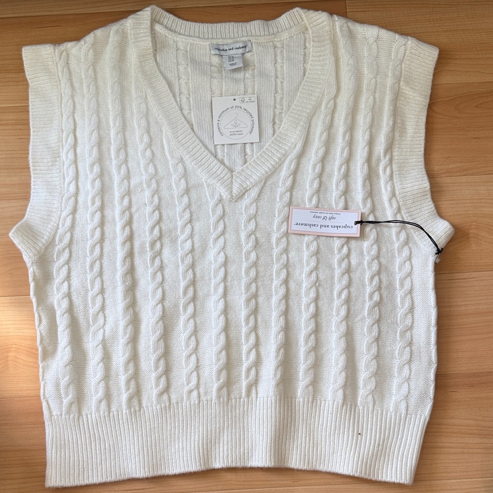 Cupcakes and cashmere Cable Knit Sweater Vest